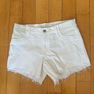 Joe’s Jeans Maternity White Jean Shorts with Frayed Hem